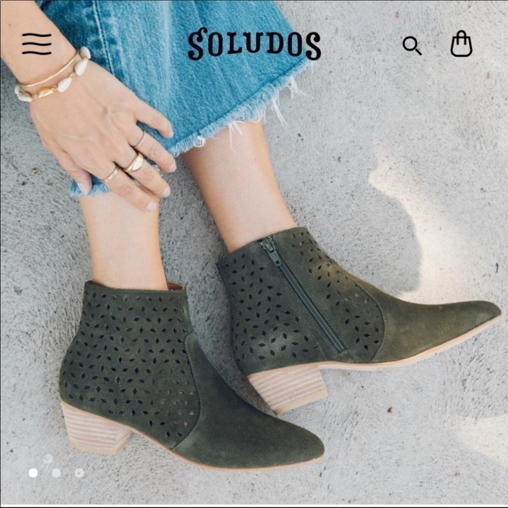 Soludos Lola Seude Olive Bootie Sz 9